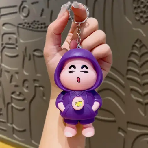 purple Shinchan face changing keychains