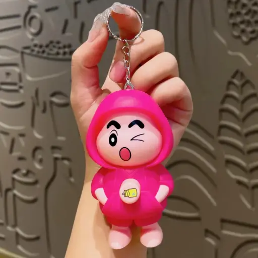 Pink shinchan face changing keychain
